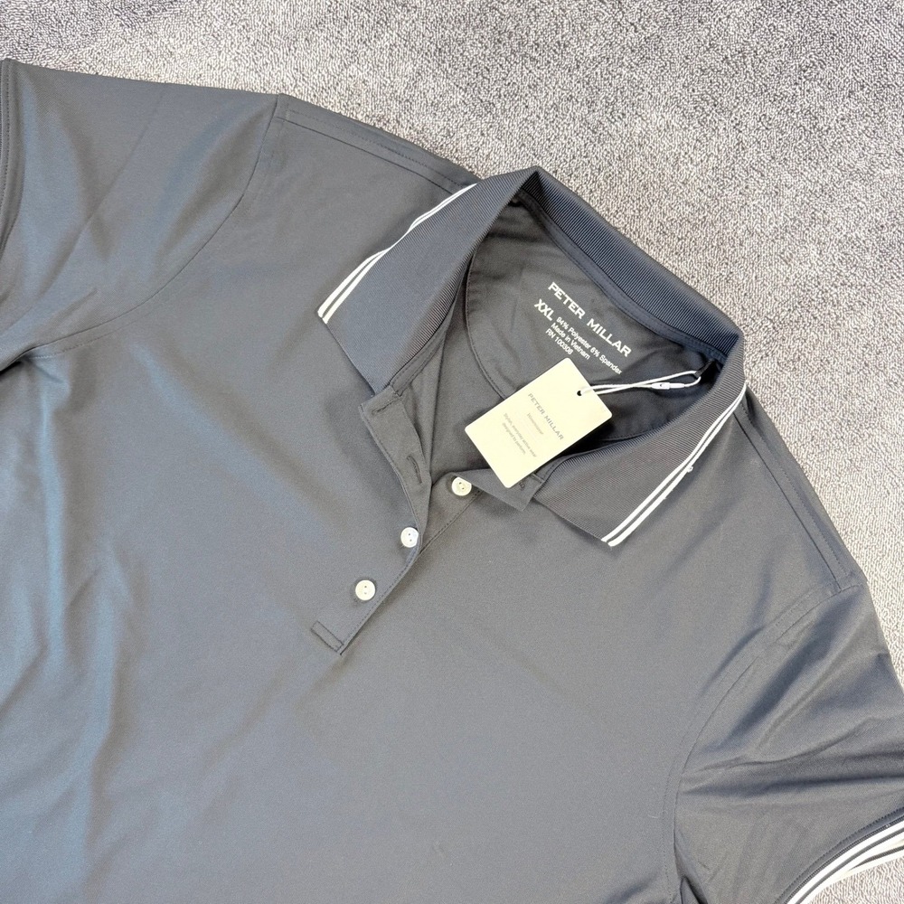 Peter Millar Womens XXL Black Short Sleeve Performance Golf Polo Shirt NWT